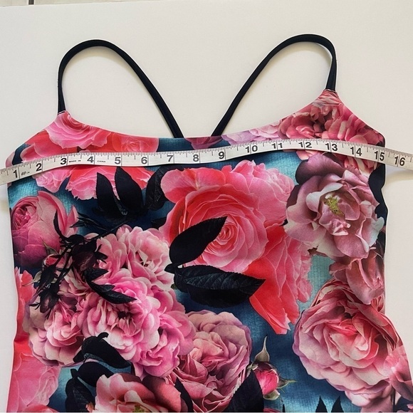 Lululemon Athletic Racerback Tank Secret Garden Floral Pink Black Running Size 8 - Picture 11 of 11